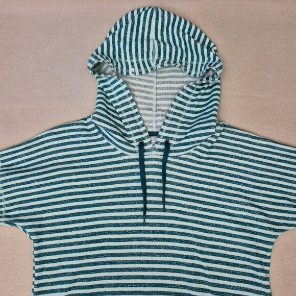 Volcom Striped French Terry Hoodie Sweater Womens M Green Long Sleeve - Picture 2 of 10
